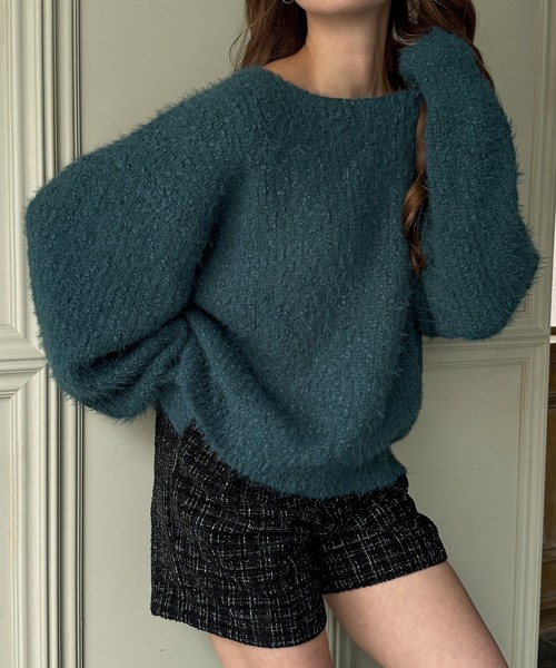 JUNOAH（ジュノア）の「シャギーニットトップス（ニット/セーター・レディース・パープル/グレイッシュベージュ/ブルーグリーン/ホワイト系その他/チャコール・FREE）」の16枚目の写真