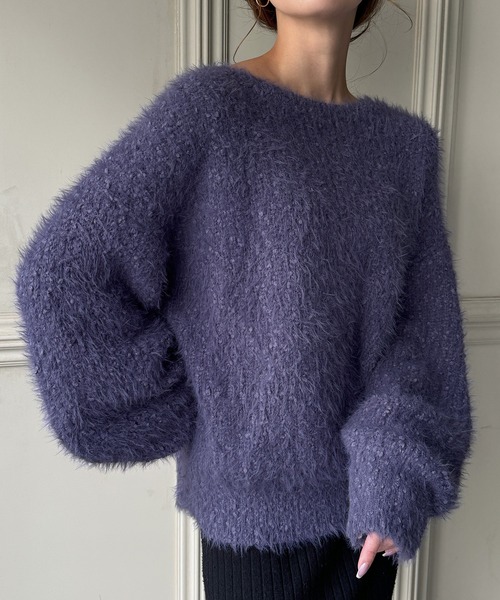 JUNOAH（ジュノア）の「シャギーニットトップス（ニット/セーター・レディース・パープル/グレイッシュベージュ/ブルーグリーン/ホワイト系その他/チャコール・FREE）」の20枚目の写真