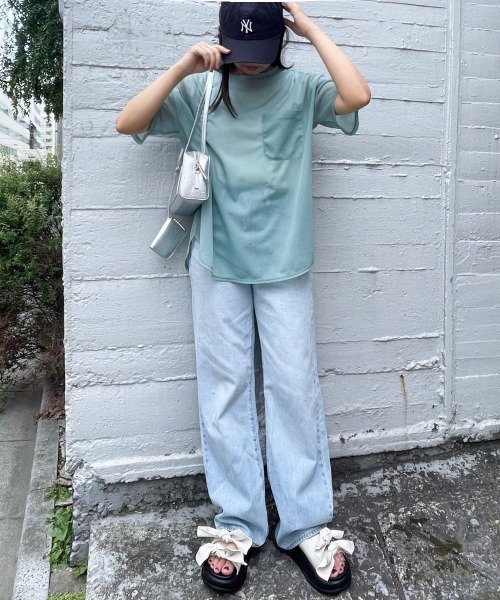 ENIM BY VICKY(エニムバイビッキー)の「ポケット付きシアーTシャツ《手洗い可能》(Tシャツ/カットソー・レディース・ホワイト/グリーン/ピンク・M)」の18枚目の写真