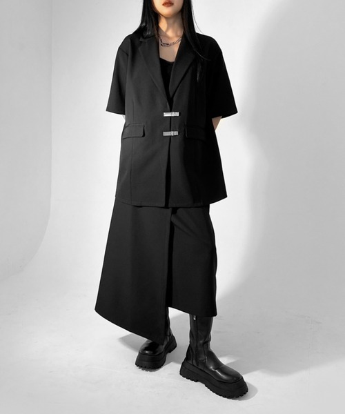 VETEMENTS ロングスカート アシメ ピン留め 切りっぱなし ブラック VETEMENTS ロングスカート アシメ ピン留め 切りっぱなし ブラック