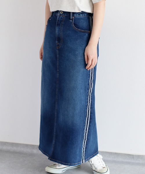 【セール】接触冷感・UVカット ＩＣＥデニムサイドラインスカート（デニムスカート）｜cepo（セポ）