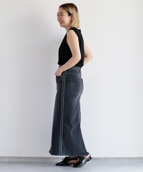 cepo（セポ）の「接触冷感・UVカット ＩＣＥデニムサイドラインスカート（デニムスカート・レディース・グレー/ブルー系1・S/M/L）」の21枚目の写真