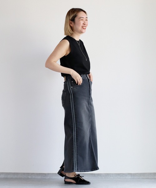 cepo（セポ）の「接触冷感・UVカット ＩＣＥデニムサイドラインスカート（デニムスカート・レディース・グレー/ブルー系1・S/M/L）」の22枚目の写真