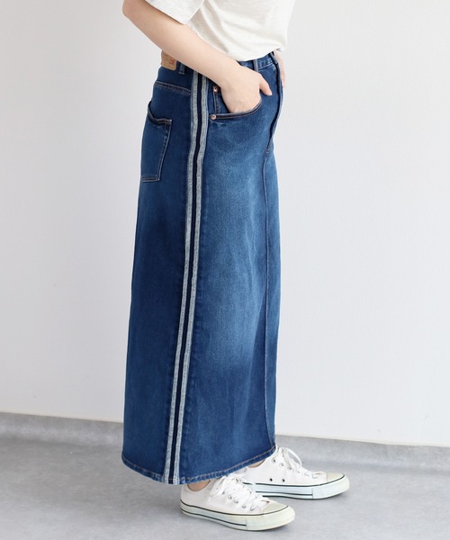 cepo（セポ）の「接触冷感・UVカット ＩＣＥデニムサイドラインスカート（デニムスカート・レディース・グレー/ブルー系1・S/M/L）」の6枚目の写真