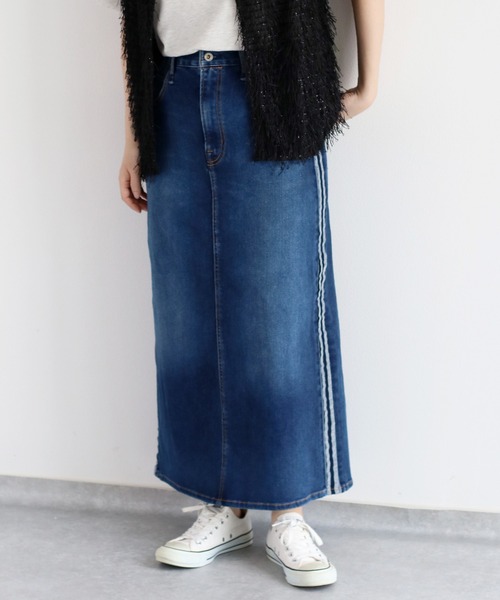 cepo（セポ）の「接触冷感・UVカット ＩＣＥデニムサイドラインスカート（デニムスカート・レディース・グレー/ブルー系1・S/M/L）」の10枚目の写真