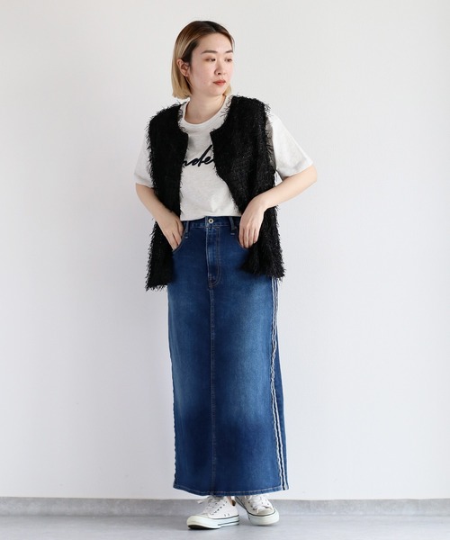 cepo（セポ）の「接触冷感・UVカット ＩＣＥデニムサイドラインスカート（デニムスカート・レディース・グレー/ブルー系1・S/M/L）」の11枚目の写真