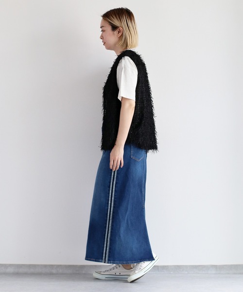 cepo（セポ）の「接触冷感・UVカット ＩＣＥデニムサイドラインスカート（デニムスカート・レディース・グレー/ブルー系1・S/M/L）」の12枚目の写真