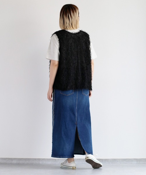 cepo（セポ）の「接触冷感・UVカット ＩＣＥデニムサイドラインスカート（デニムスカート・レディース・グレー/ブルー系1・S/M/L）」の13枚目の写真