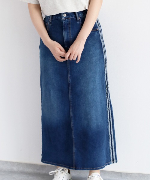 cepo（セポ）の「接触冷感・UVカット ＩＣＥデニムサイドラインスカート（デニムスカート・レディース・グレー/ブルー系1・S/M/L）」の3枚目の写真