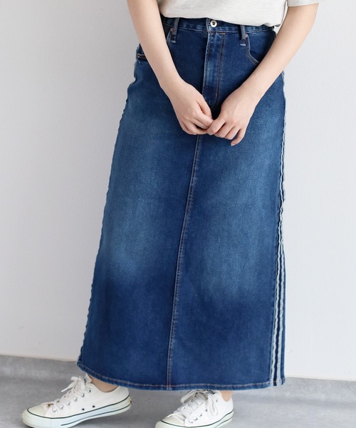 cepo（セポ）の「接触冷感・UVカット ＩＣＥデニムサイドラインスカート（デニムスカート・レディース・グレー/ブルー系1・S/M/L）」の4枚目の写真