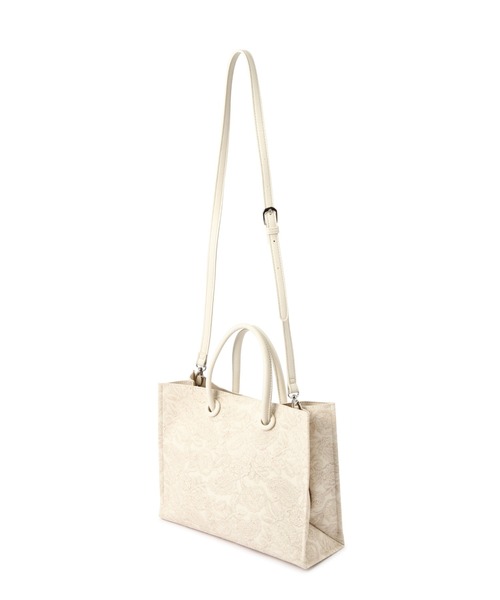 FREE'S MART（フリーズマート）の「◆エンボスペイズリーバッグ（トートバッグ・レディース・ホワイト/ブラック/カーキ・ﾌﾘ-）」の6枚目の写真