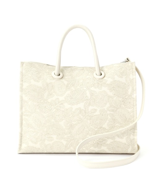 FREE'S MART（フリーズマート）の「◆エンボスペイズリーバッグ（トートバッグ・レディース・ホワイト/ブラック/カーキ・ﾌﾘ-）」の7枚目の写真