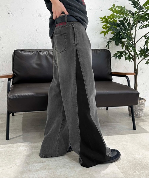 sedacle(セダクル)の「サイド切り替えセミフレアデニム(デニムパンツ・メンズ・ブラック/インディゴブルー・SMALL/MEDIUM/LARGE)」の11枚目の写真