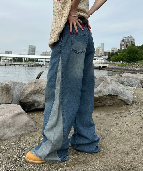 sedacle(セダクル)の「サイド切り替えセミフレアデニム(デニムパンツ・メンズ・ブラック/インディゴブルー・SMALL/MEDIUM/LARGE)」の18枚目の写真