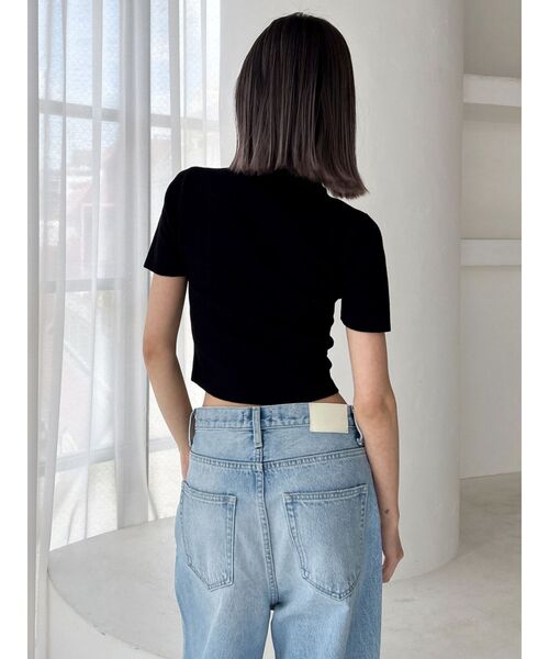 GYDA（ジェイダ）の「Square gyda MOLDハーフスリーブニットトップス（ニット/セーター・レディース・オフホワイト/ブラック・FREE）」の14枚目の写真