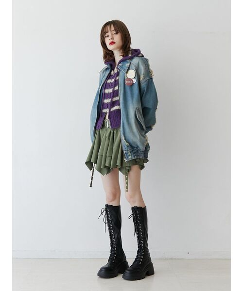 jouetie（ジュエティ）の「クラッシュデニムルーズブルゾン（ブルゾン・レディース・ブラック/ブルー・MEDIUM）」の14枚目の写真