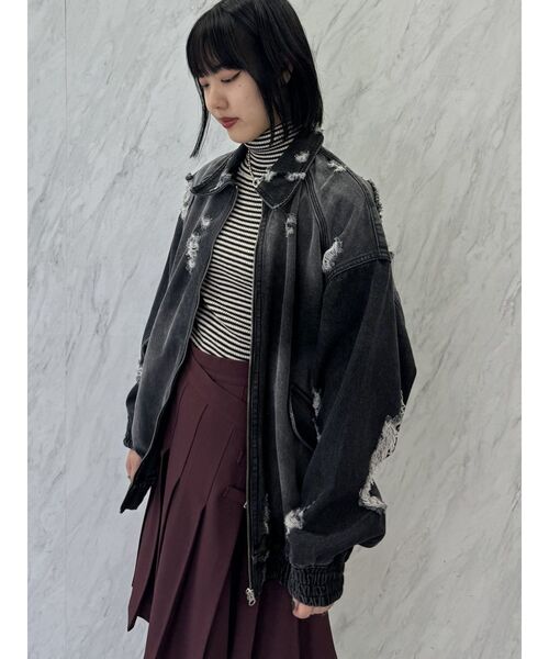 jouetie（ジュエティ）の「クラッシュデニムルーズブルゾン（ブルゾン・レディース・ブラック/ブルー・MEDIUM）」の16枚目の写真