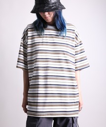 【GENXDER】ボーダー柄ルーズフィットTシャツ (SS)