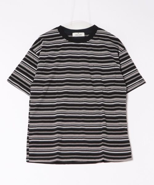 GENXDER（ノンジェンダー）の「【GENXDER】ボーダー柄ルーズフィットTシャツ (SS)（Tシャツ/カットソー・メンズ・ブラック/ホワイト・LARGE/X-LARGE/XX-LARGE）」の4枚目の写真