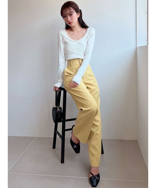 RESEXXY（リゼクシー）の「ストレートパンツ（その他パンツ・レディース・チャコールグレー/イエロー/ブラック・FREE）」の4枚目の写真