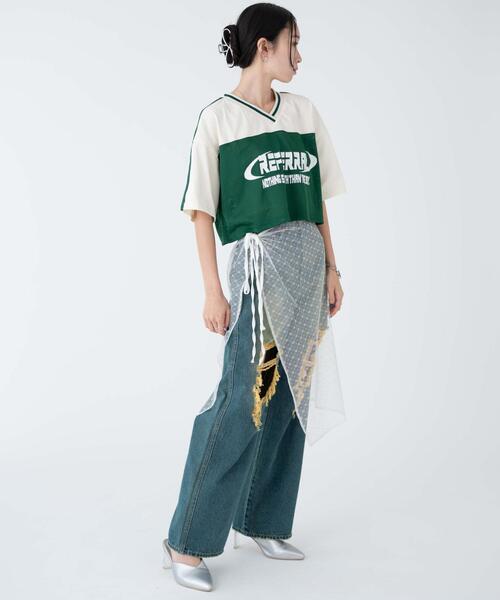WEGO(ウィゴー)の「WEGO/2ライン切り替えメッシュショートT(Tシャツ/カットソー・レディース・グリーン/ブラック/ワイン・FREE)」の10枚目の写真