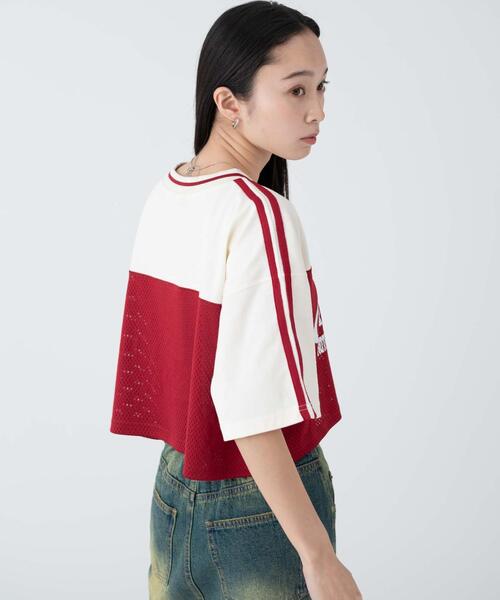 WEGO(ウィゴー)の「WEGO/2ライン切り替えメッシュショートT(Tシャツ/カットソー・レディース・グリーン/ブラック/ワイン・FREE)」の4枚目の写真