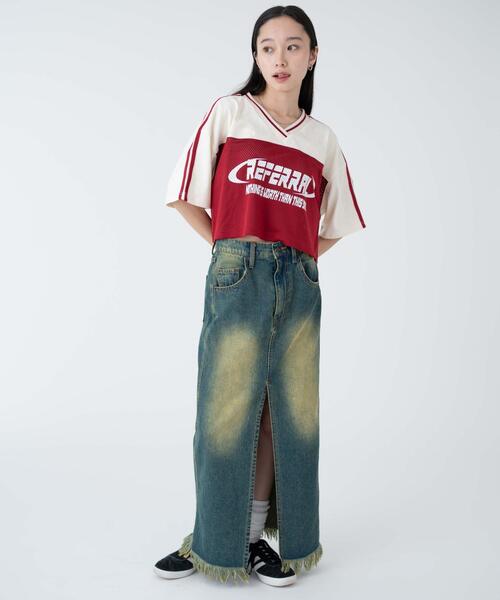 WEGO(ウィゴー)の「WEGO/2ライン切り替えメッシュショートT(Tシャツ/カットソー・レディース・グリーン/ブラック/ワイン・FREE)」の9枚目の写真