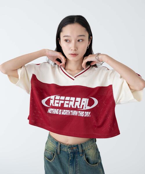 WEGO(ウィゴー)の「WEGO/2ライン切り替えメッシュショートT(Tシャツ/カットソー・レディース・グリーン/ブラック/ワイン・FREE)」の3枚目の写真