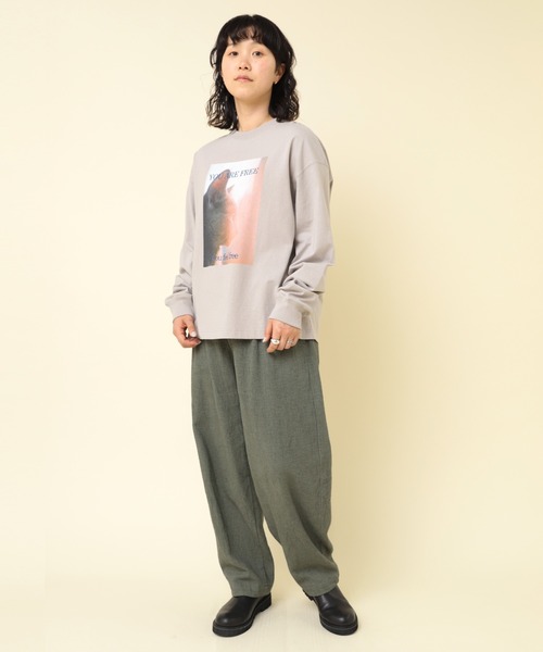 RNA-N(アールエヌエーエヌ)の「M2302 CAT PROFILEロングスリーブT(Tシャツ/カットソー・レディース・グレイッシュベージュ/オフホワイト/チャコールグレー・MEDIUM)」の12枚目の写真