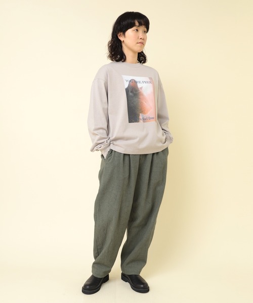 RNA-N(アールエヌエーエヌ)の「M2302 CAT PROFILEロングスリーブT(Tシャツ/カットソー・レディース・グレイッシュベージュ/オフホワイト/チャコールグレー・MEDIUM)」の11枚目の写真