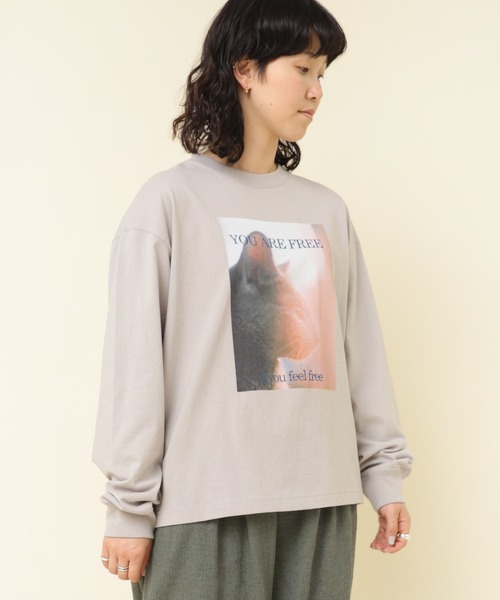 RNA-N(アールエヌエーエヌ)の「M2302 CAT PROFILEロングスリーブT(Tシャツ/カットソー・レディース・グレイッシュベージュ/オフホワイト/チャコールグレー・MEDIUM)」の15枚目の写真