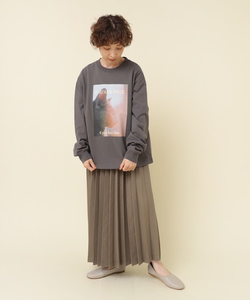 RNA-N(アールエヌエーエヌ)の「M2302 CAT PROFILEロングスリーブT(Tシャツ/カットソー・レディース・グレイッシュベージュ/オフホワイト/チャコールグレー・MEDIUM)」の18枚目の写真
