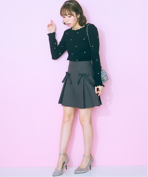 marun（マルン）の「＜大きいサイズ＞ リボンデザインスカート marun（スカート・レディース・ベージュ/チャコールグレー・L/LL/3L/4L/5L）」の15枚目の写真