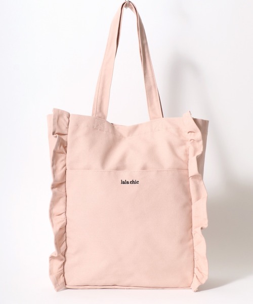 Salong hameu(サロン ハミュー)の「フリルトートバッグ/ワンポイントロゴ刺繍キャンバストート レディース(トートバッグ・レディース・グレー系その他/ブラック/ピンク・FREE)」の18枚目の写真