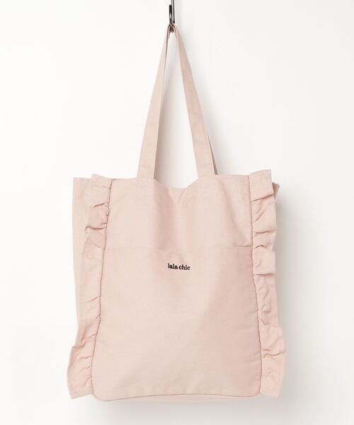 Salong hameu(サロン ハミュー)の「フリルトートバッグ/ワンポイントロゴ刺繍キャンバストート レディース(トートバッグ・レディース・グレー系その他/ブラック/ピンク・FREE)」の17枚目の写真