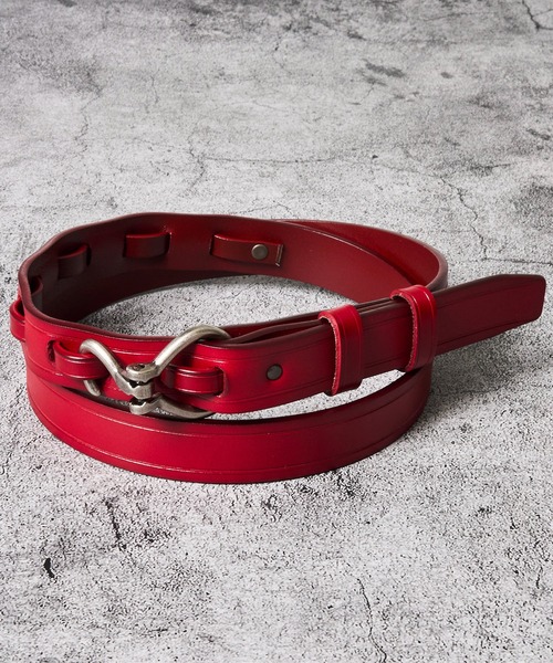 ADPOSION（アドポーション）の「25mm フックレザーベルト（ベルト・メンズ・レッド/ダークブラウン/ブラック・FREE）」の3枚目の写真
