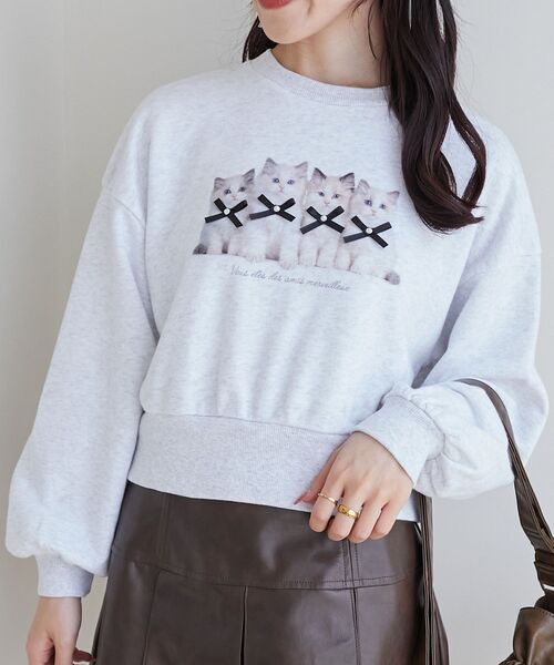 MAJESTIC LEGON（マジェスティックレゴン）の「Fluffy catスウェット（スウェット・レディース・ホワイト系その他/ライトグレー/オフホワイト・MEDIUM）」の3枚目の写真