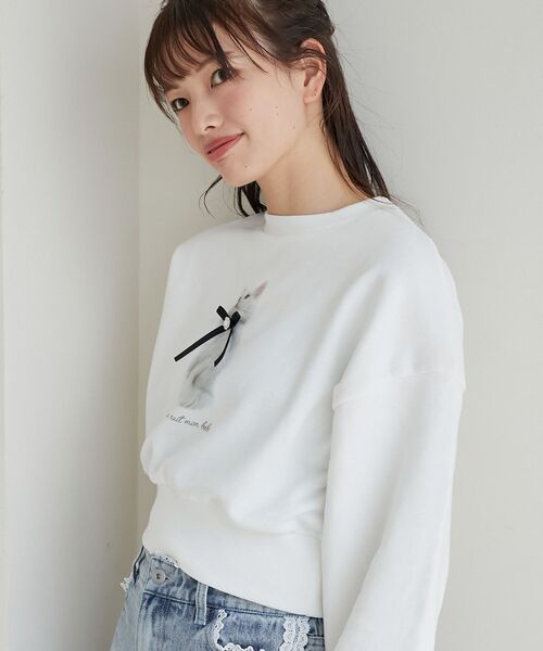 MAJESTIC LEGON（マジェスティックレゴン）の「Fluffy catスウェット（スウェット・レディース・ホワイト系その他/ライトグレー/オフホワイト・MEDIUM）」の9枚目の写真