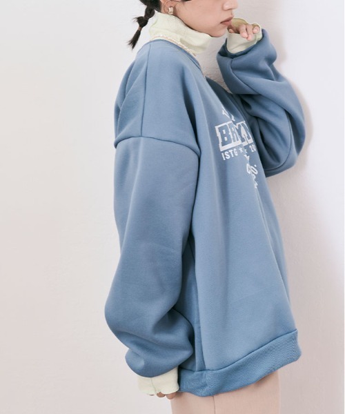 kirakiraShop（キラキラショップ）の「フロントロゴが映える。裏起毛 ロゴ デザイン スウェット（スウェット・レディース・杢グレー/ブルー/ワイン/ブラック/グリーン/チャコール/オートミール/ベージュ/ブルー系その他・M/L/XL/XXL）」の17枚目の写真