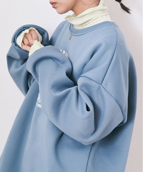 kirakiraShop（キラキラショップ）の「フロントロゴが映える。裏起毛 ロゴ デザイン スウェット（スウェット・レディース・杢グレー/ブルー/ワイン/ブラック/グリーン/チャコール/オートミール/ベージュ/ブルー系その他・M/L/XL/XXL）」の19枚目の写真