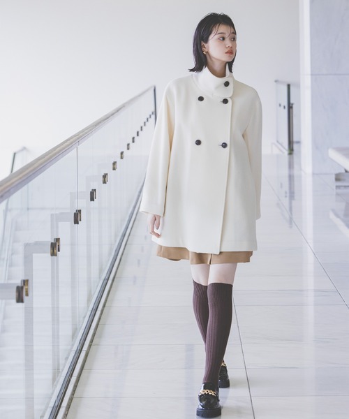 NATURAL BEAUTY BASIC（ナチュラルビューティーベーシック）の「◇スタンドネックミドルコート（その他アウター・レディース・オフホワイト/チャコールグレー/グレイッシュベージュ・MEDIUM/SMALL）」の22枚目の写真