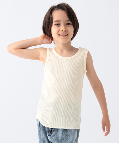 BAYFLOW（ベイフロー）の「ワッフルタンクトップ（KIDS）（タンクトップ・キッズ・グリーン/グレー/オフホワイト/チャコール・110cm/130cm/150cm/120cm/140cm）」の6枚目の写真