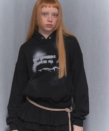A'GEM/9 × .kom 『 FANCY CLUB/ファンシークラブ』 SPRAY LIE DOWN HOODIE/スプレー ライダウン プルオーバーパーカー