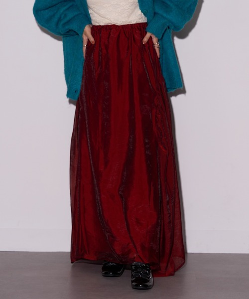 MAISON BREEZE reveur（メゾンブリーズレヴール）の「【MAISON BREEZE reveur】オーガンジーギャザーフレアースカート trc（スカート・レディース・ブラック/レッド/キャメル/グレイッシュベージュ/ピンク・FREE）」の22枚目の写真