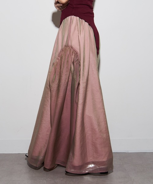 MAISON BREEZE reveur（メゾンブリーズレヴール）の「【MAISON BREEZE reveur】オーガンジーギャザーフレアースカート trc（スカート・レディース・ブラック/レッド/キャメル/グレイッシュベージュ/ピンク・FREE）」の18枚目の写真