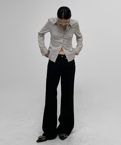 Malbon ストライプ ブラック シャツ 半袖 ストライプシャツ BLACK LABEL SS25 ブラック | ニューエラ