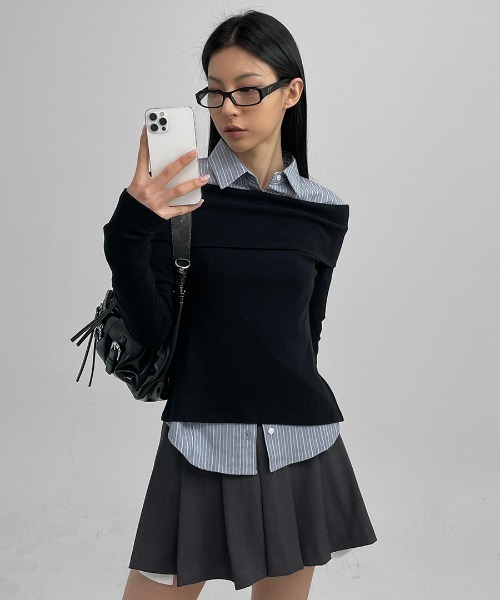 BLACKUP（ブラックアップ）の「[MADE] ハイテストライプシャツ（シャツ/ブラウス・レディース・ベージュ/ブルー・SMALL/MEDIUM）」の6枚目の写真