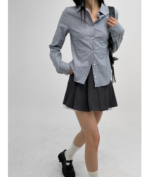 BLACKUP（ブラックアップ）の「[MADE] ハイテストライプシャツ（シャツ/ブラウス・レディース・ベージュ/ブルー・SMALL/MEDIUM）」の9枚目の写真