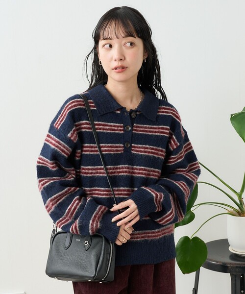 acne studios archive マルチカラーボーダーシャギーニット セール】シャギーマルチニットポロ（ニット/セーター）｜FREAK'S