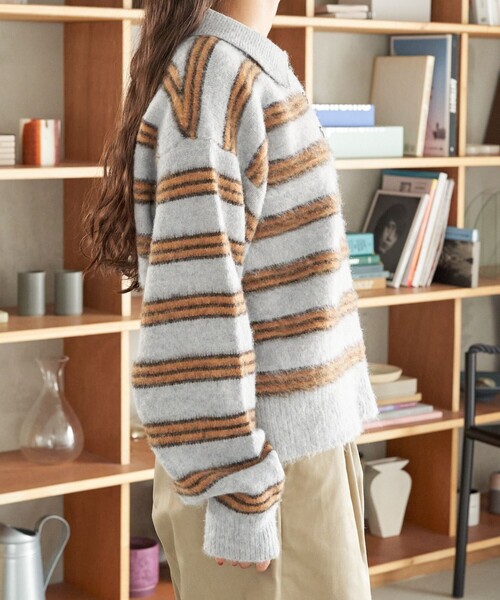 FREAK'S STORE（フリークスストア）の「シャギーマルチニットポロ（ニット/セーター・レディース・ネイビー/グレー・ﾌﾘ-）」の21枚目の写真